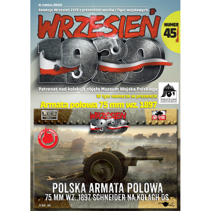 Polska armata polowa 75mm SCHNEIDER wz. 1897 na kołach DS Wrzesień 1939 nr 45