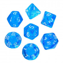 Zestaw 7 kości kryształowych mini RPG Rebel Niebieskie