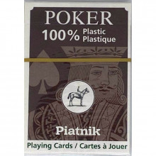 Klasyczna Talia Kart do Gry Piatnik Plastik Poker 55 Brązowa
