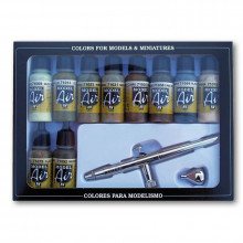 Vallejo Model Air Camouflage Colors & Airbrush Set 71.168