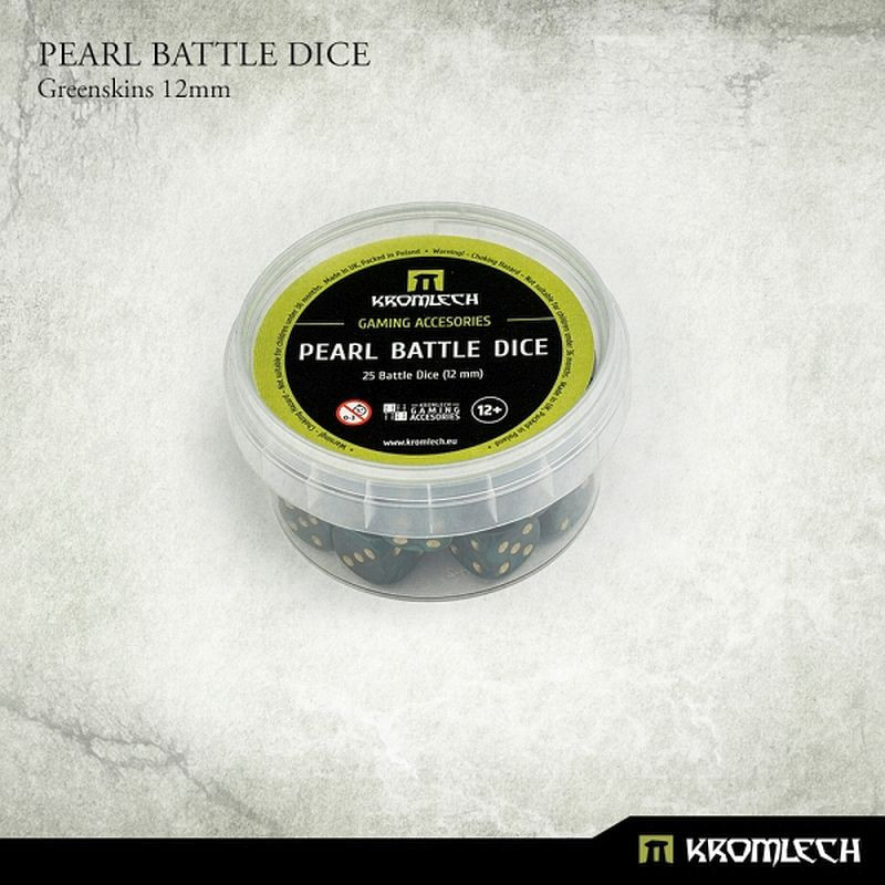 Kromlech Pearl Battle Dice 25xK6 Greenskins 12mm